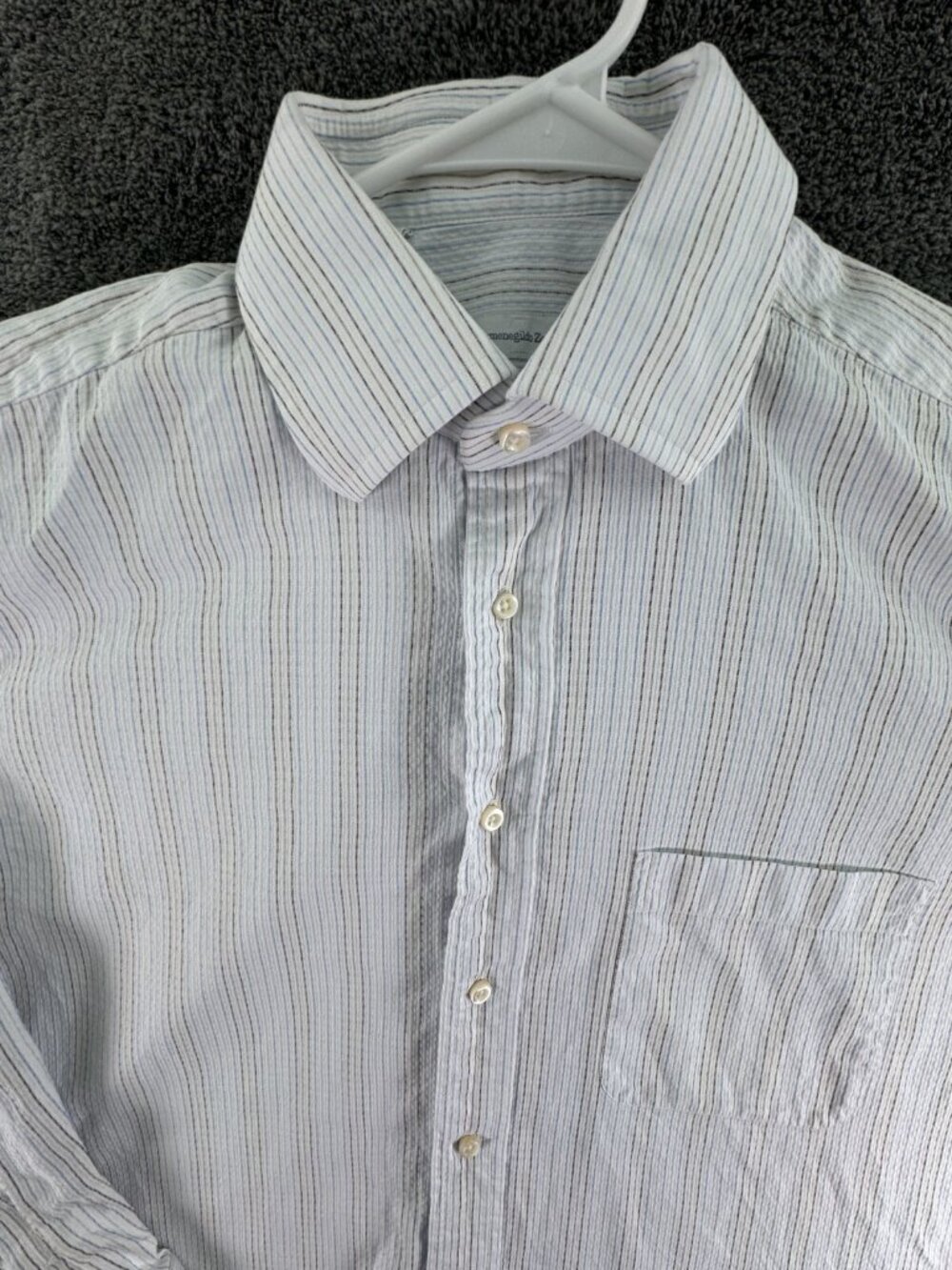 Ermenegildo Zegna Men’s Long Sleeve Button Up Shirt Striped Blue SZ 41 16 Adult